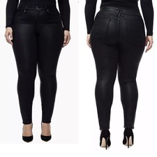 Good American Good Legs High Waist Coated Skinny Jeans Plus Size 22 Black Wax
