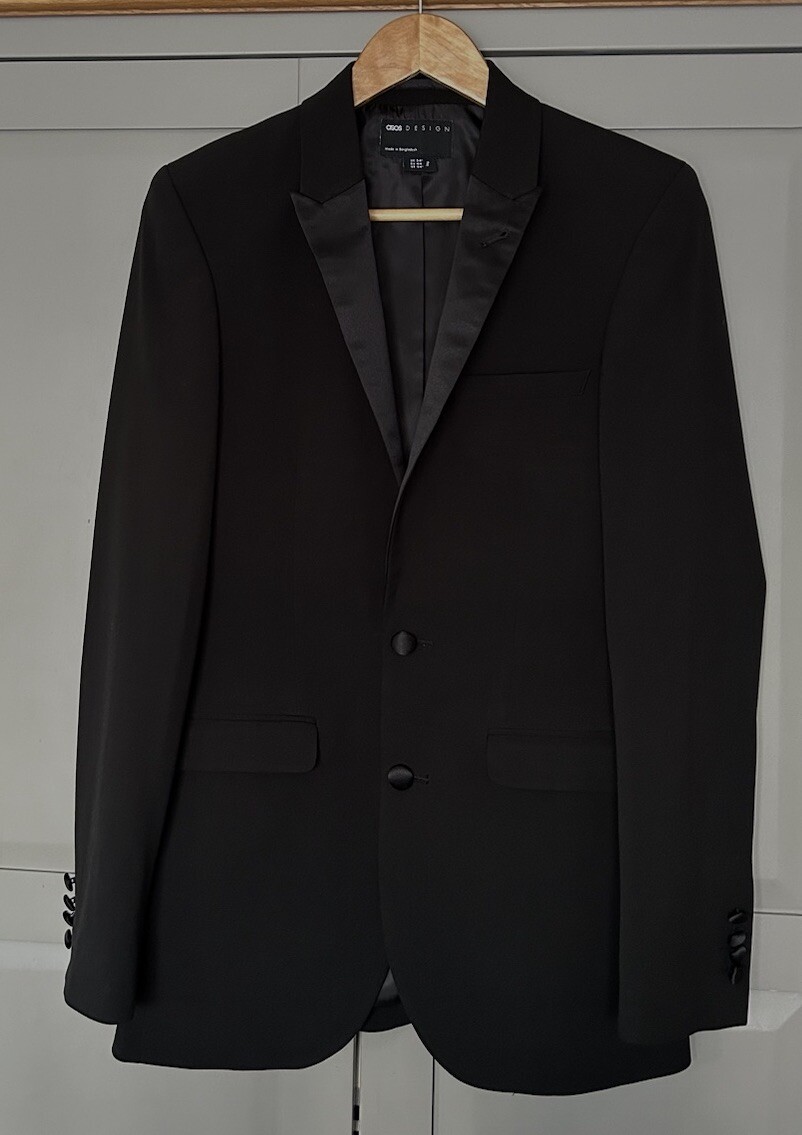 Men's ASOS Design Super Skinny Tuxedo Jacket, Black, Chest 34