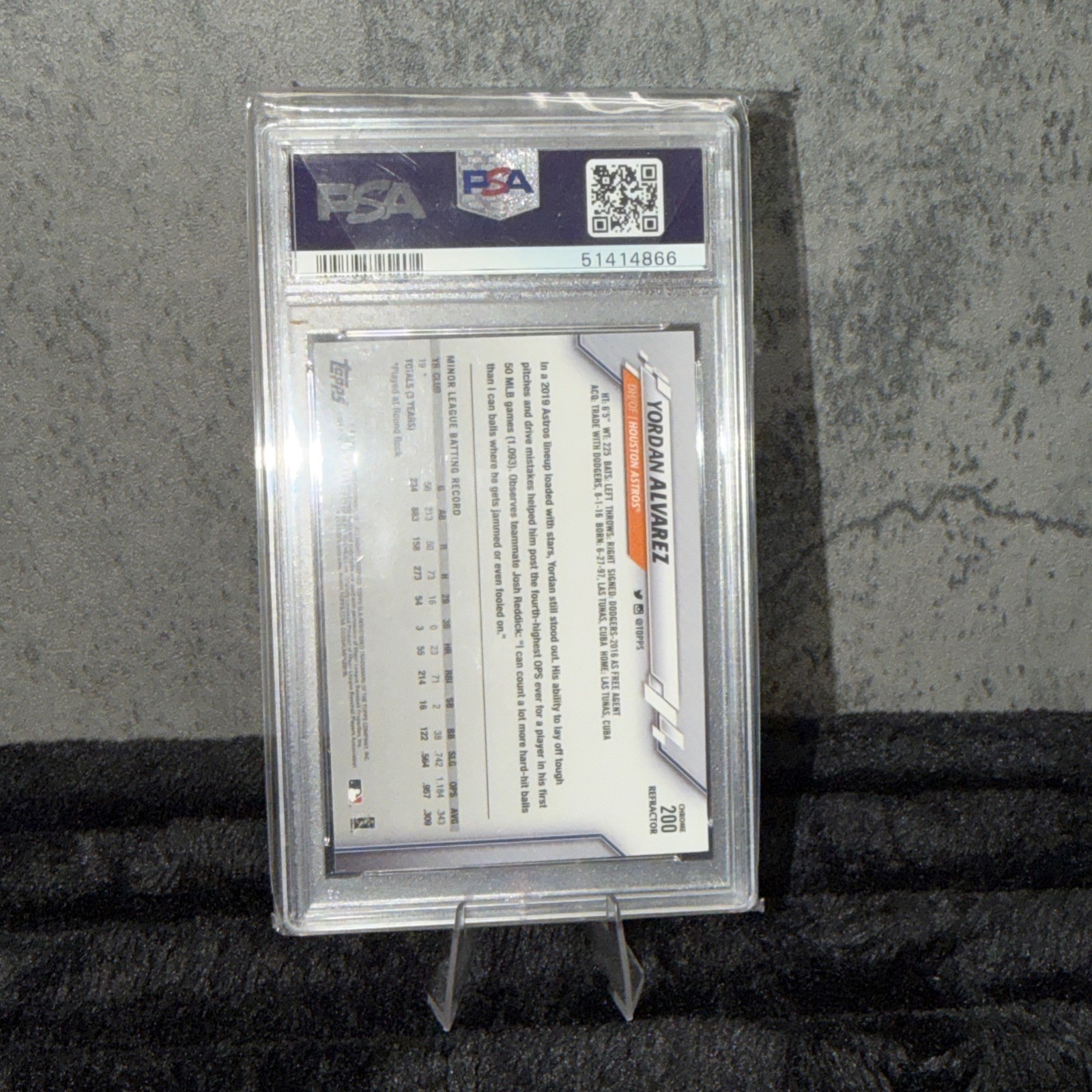 2020 Topps Chrome - Yordan Alvarez #200 Refractor (RC) PSA 10 GEM Rookie Card view 3