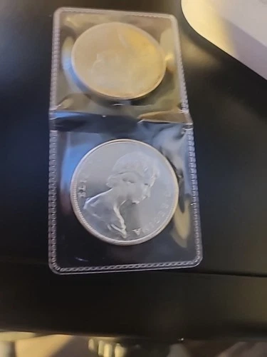 Lot Of 2 BU 1967 Canadian Silver Dollars Flying Goose Under Melt!