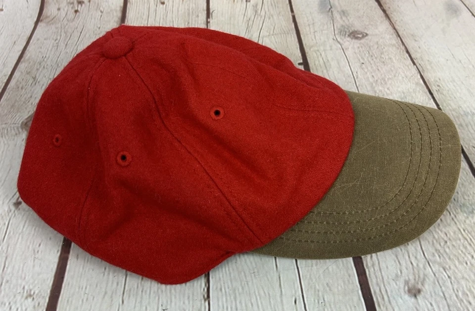 LL Bean шерсти смесь бейсбольная шляпа регулируемый красный хаки кожаный ремень зима - Изображение 3 из 4