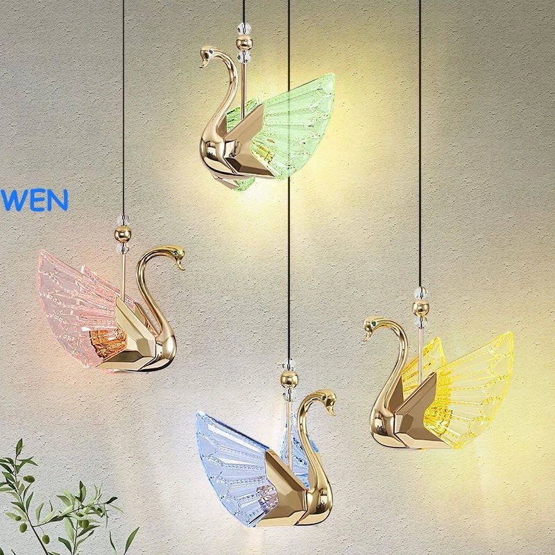 Creativo Cisne Colgante Luz Acrílico Lámpara Escaleras Colgante Araña Foto 3 de 4