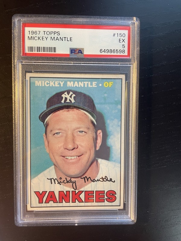 1967 Topps #150 Mickey Mantle PSA 5 - Perfect Centering - Great Color