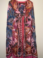 FARM Rio Macaw Scarf Pink Floral Tropical Maxi Dress Size L