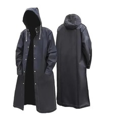 Hombres Negro Impermeable Largo Impermeable Impermeable Impermeable Impermeable Chaqueta con Capucha Trench Chaqueta Exterior Senderismo