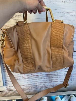 ZAC POSEN Z Spoke Gorgeous Tan Leather Leather Convertible Bag Gold Hardware