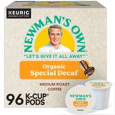 Newman's Own Organics Special Decaf Coffee, Keurig K-Cup Pod, Medium Roast, 96ct