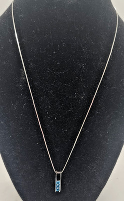 Sterling Silber Halskette mit Anhänger und drei blauen Steinen - modern minimalistisch 925