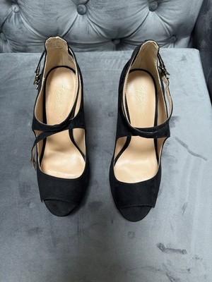 Women's Thalia Soda Black Peep Toe Ankle Strap Stiletto Heels Size 7 M