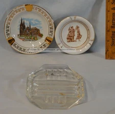 Great Lot 3 each Vintage Ceramic and Glass Ashtrays Very Unique