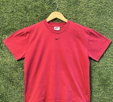 VTG 90s Y2K Nike White Tag Cardinal Red Center Swoosh Logo T-Shirt Sz L USA Made