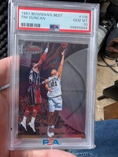 1997-98 Bowman's Best Tim Duncan #106 Rookie Card PSA 10 Gem Mint RC HOF. rookie card picture