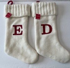 Wondershop Target Initial "E" and "D" Knit Christmas Stocking Lot of 2 NEW