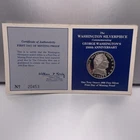 1982 George Washington 250th Anniversary Silverpiece Silver Round & COA Card