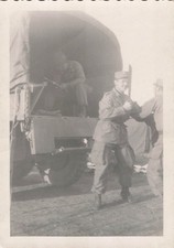 Vintage Photo WW2 US Army Soldiers Loading Military Truck Europe 1944