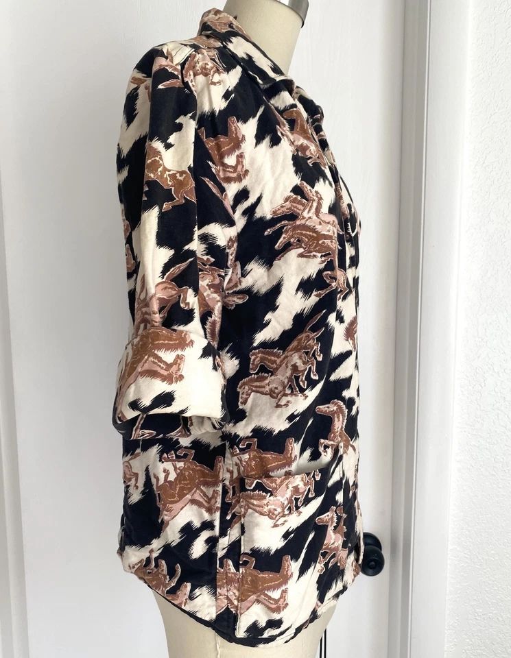 De Colección Años 40 50 Mujer Novedad Patrón Caballo Corona Metal Cremallera Talla M Bolsillos Foto 4 de 4