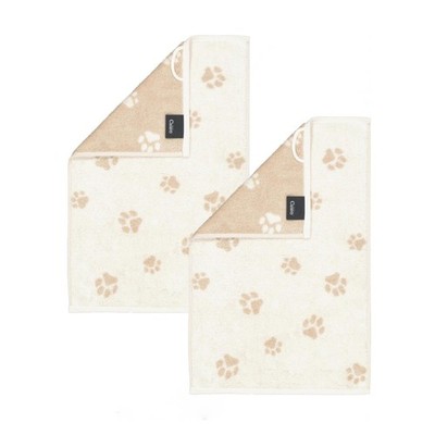 2 Stück Cawö We love Dogs Gästetücher 6247-33 Pfoten Natur 30x50