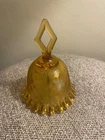 Fenton Amber Glass Bell Threaded Diamond Optic Ruffled Vintage 5"