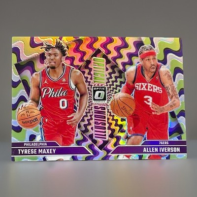 Allen Iverson/Tyrese Maxey Optical Illusions Prizm 2024-25 Donruss Optic #3 