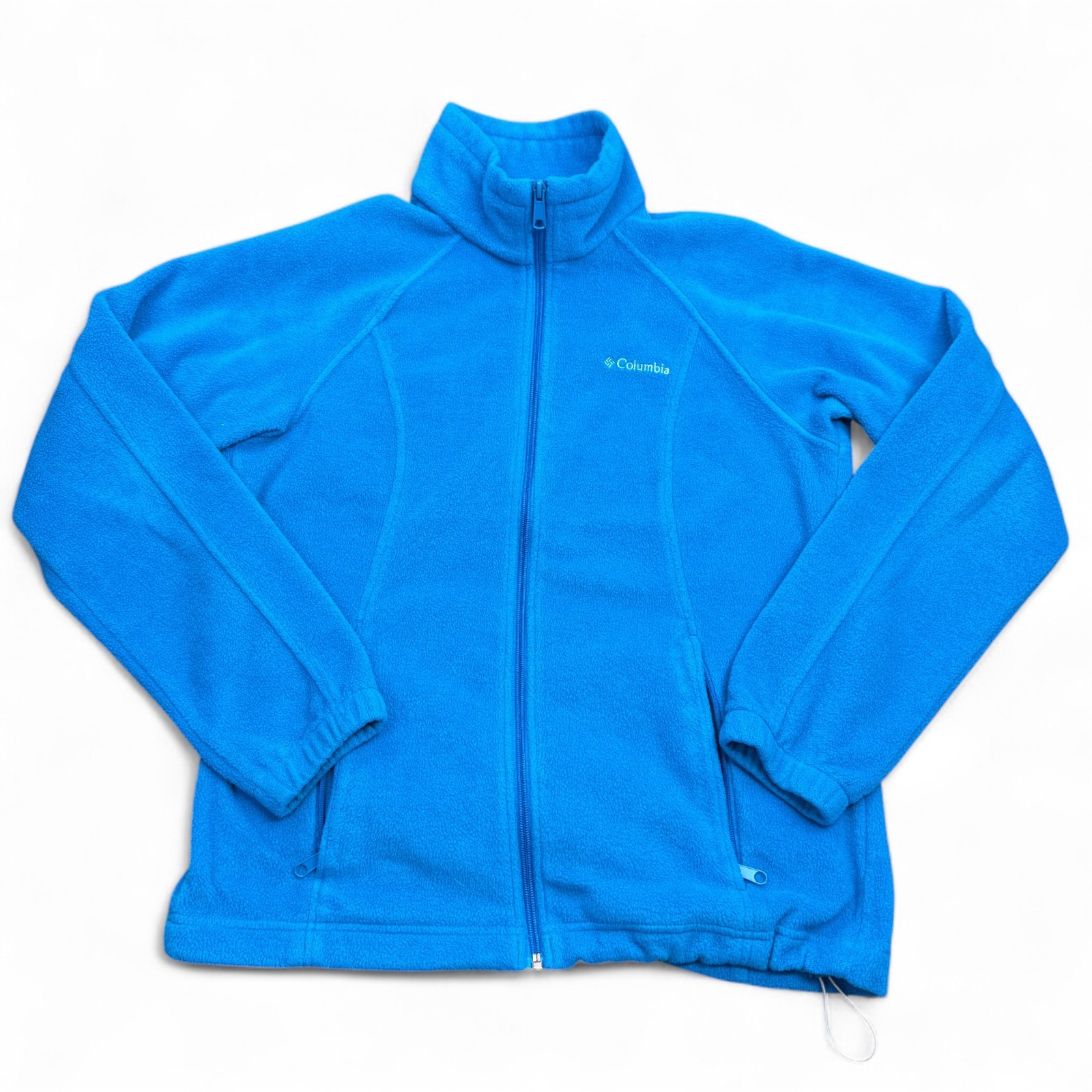 Columbia Fleece Jacket Womens Size Medium Blue Full Zip Mock Neck Logo