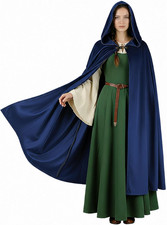 Medieval Cloak with Hood for Men Women Renaissance Cape Cosplay Wizard Witch