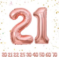 21 Geburtstag Deko Zahlen Luftballon 21 Jahre | Folienballon RoséGold - FüR 21.