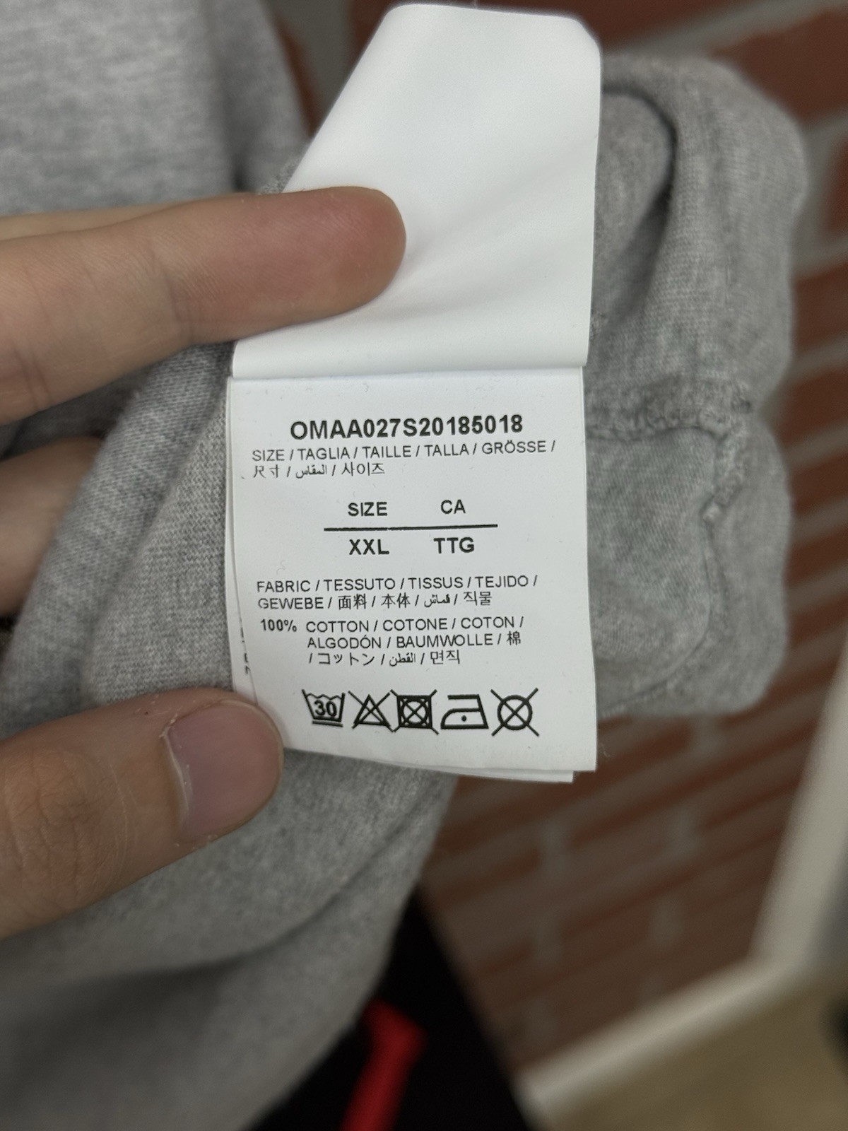 Off White T Shirt Grey Plain Logo 100percent Authentic Men’s XXL Quick Shipping image 10