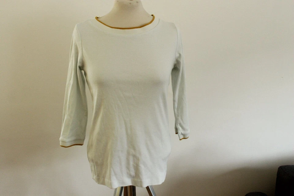 Esprit Gr. 36/S Langarm-Shirt Top mit gelben Streifen organic SAum LONGSLEEVE - Bild 2 von 4