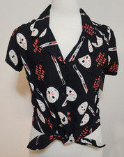 Friday The 13th Jason Voorhees Camp Crystal Lake Tie Front Shirt Adult XL New