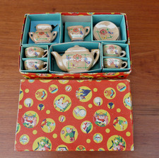 Childrens Tea Party Dishes Vintage Tea Set Peach Luster Butterfly Flowers Japan