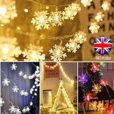 Christmas LED Curtain Window Snowflake String Fairy Lights Xmas Tree Home Decor