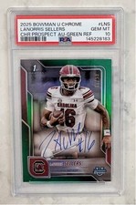2025 Bowman U Chrome Prospect LaNorris Sellers GREEN REFRACTOR AUTO /99 PSA 10!