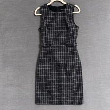 Banana Republic Dress 2 Black Gray Plaid Career Office Work Classic Preppy