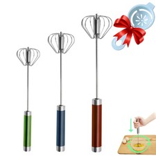 Semi-automatic Egg Whisk - Stainless Steel Self-Turning Spring Hand Mixer