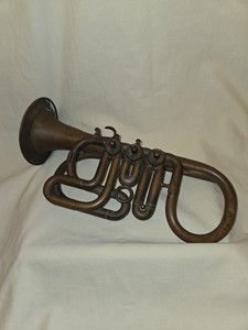 EARLY 1880'S M. SLATER MAKER NY CORNET ROTORY VALVE ? NICELY SIGNED INSTRUMENT