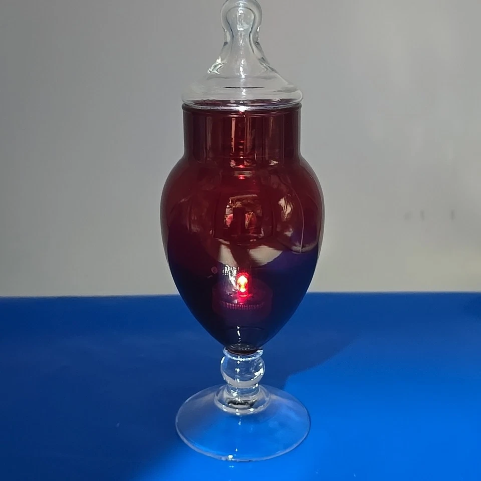 ANCHOR HOCKING VINTAGE DEPRESSION GLASS ROYAL RUBY 8 1/4" APOTHECARY JAR 1938 - Image 2 of 4