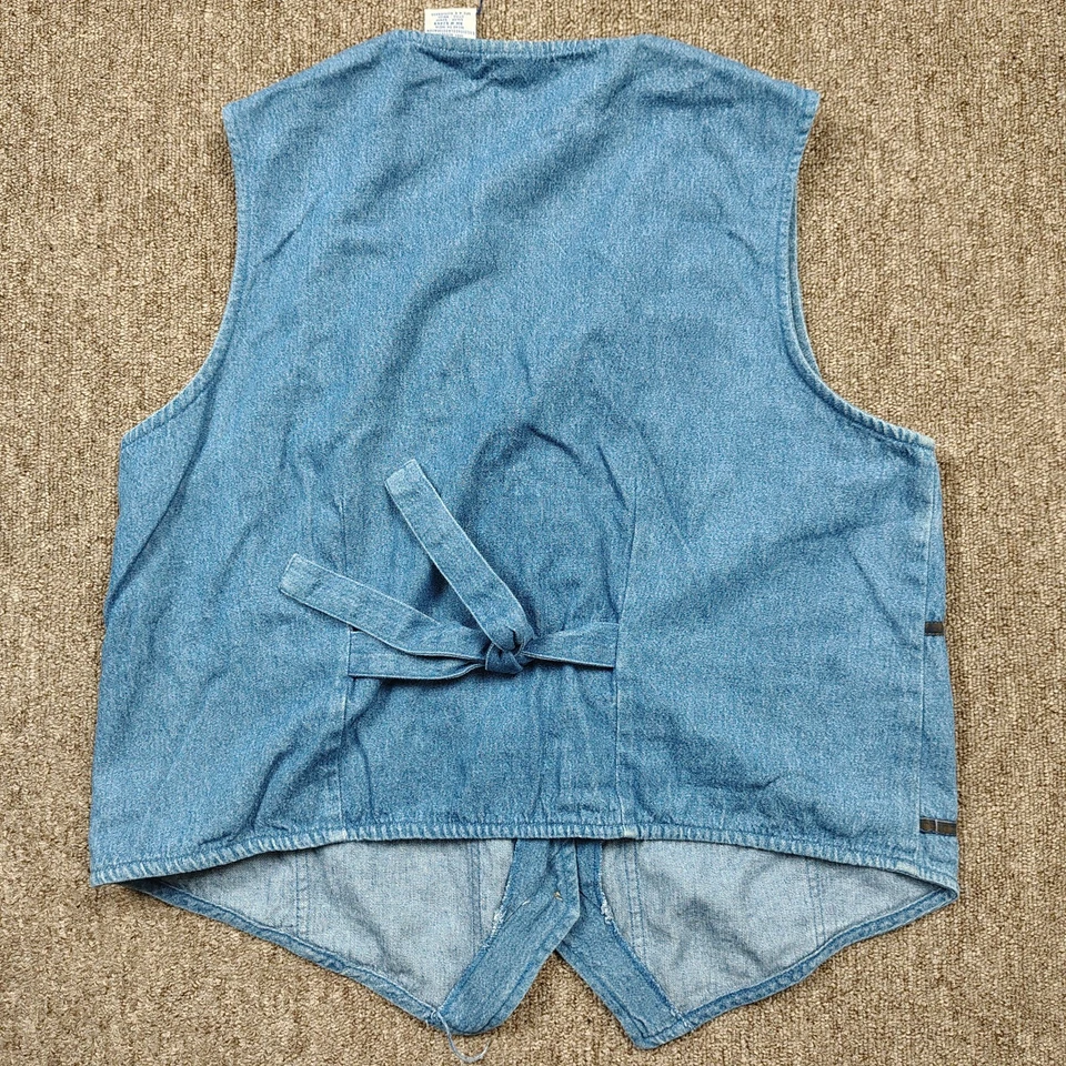 Vintage BOBBIE BROOKS Vest Women's M Blue Denim Farmstead Theme Cotton - Image 3 of 4
