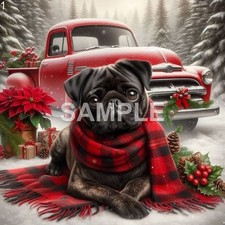 Pug Acrylic Round Christmas Ornament CHOICE 