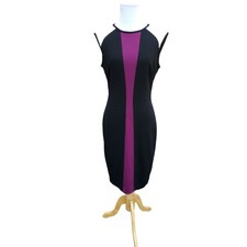Cache Bodycon Dress Black Purple Cocktail Event Evening Cap Sleeve Crew Neck 8