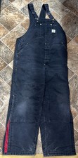 Vintage 90's Carhartt R01 BLK Black Duck Double Knee Bib Overalls