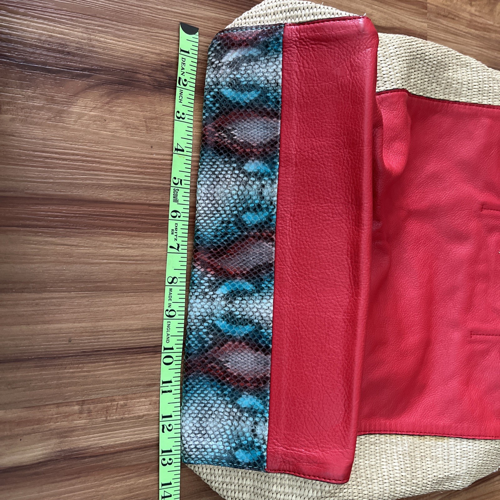 Dimoni Red Genuine Leather Python Snakeskin-like … - image 22