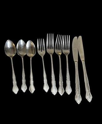 9 pcs Reed & Barton Rebacraft CARRIAGE Stainless Steel Knives Forks Spoons Korea