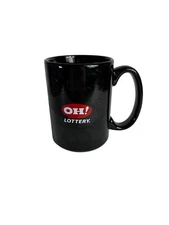 Ohio Lottery Black Ceramic Coffee Mug Embossed Circles 14 Oz Scratchers Gift