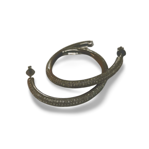 HANDMADE CREOLE EARRING Bali Hoop Pave Diamond Black Rhodium 40MM in 925 Silver - Picture 21 of 24