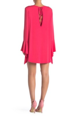 GO COUTURE Hot Pink Barbie Keyhole Long Bell Sleeve Mini Dress S 4/6  Nordstrom