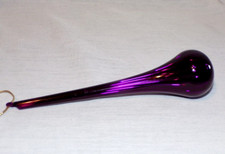 Blown Glass Teardrop Raindrop Icicle Christmas Tree Ornament Deep Purple 6.5"