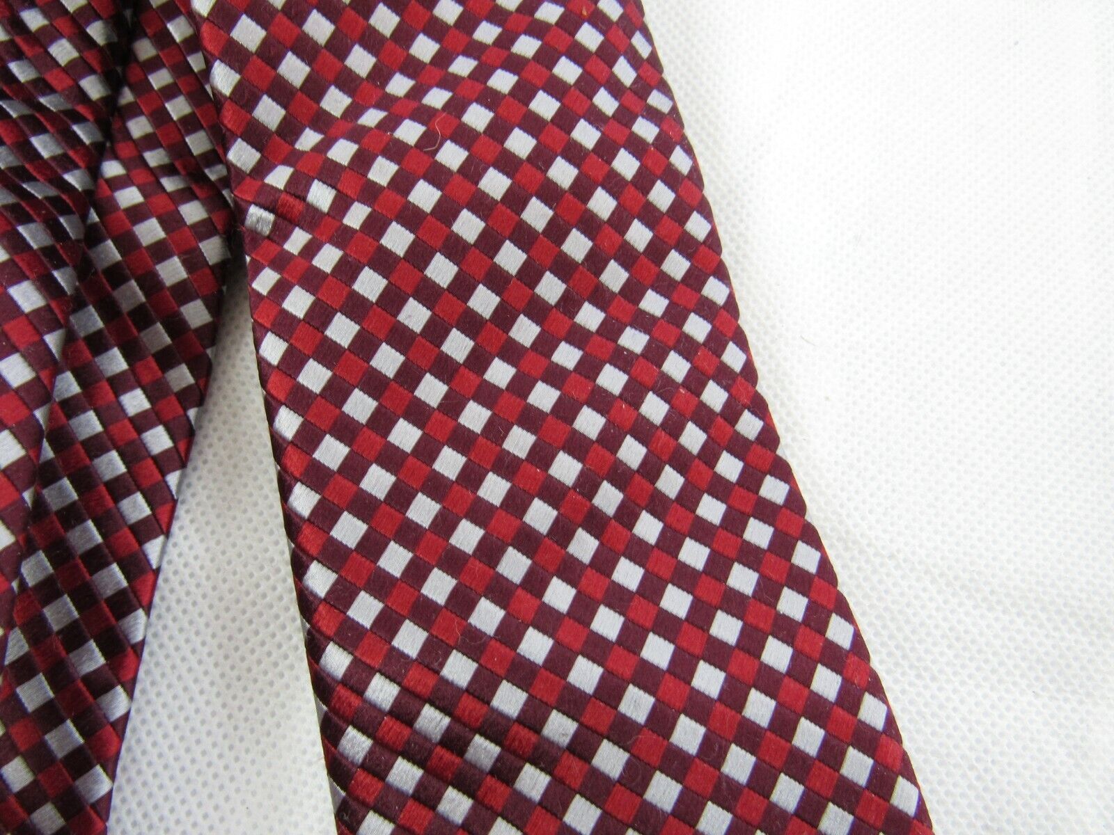 Bruno Piatelli Pure Silk Red/Gray Checked Neck Tie - image 2