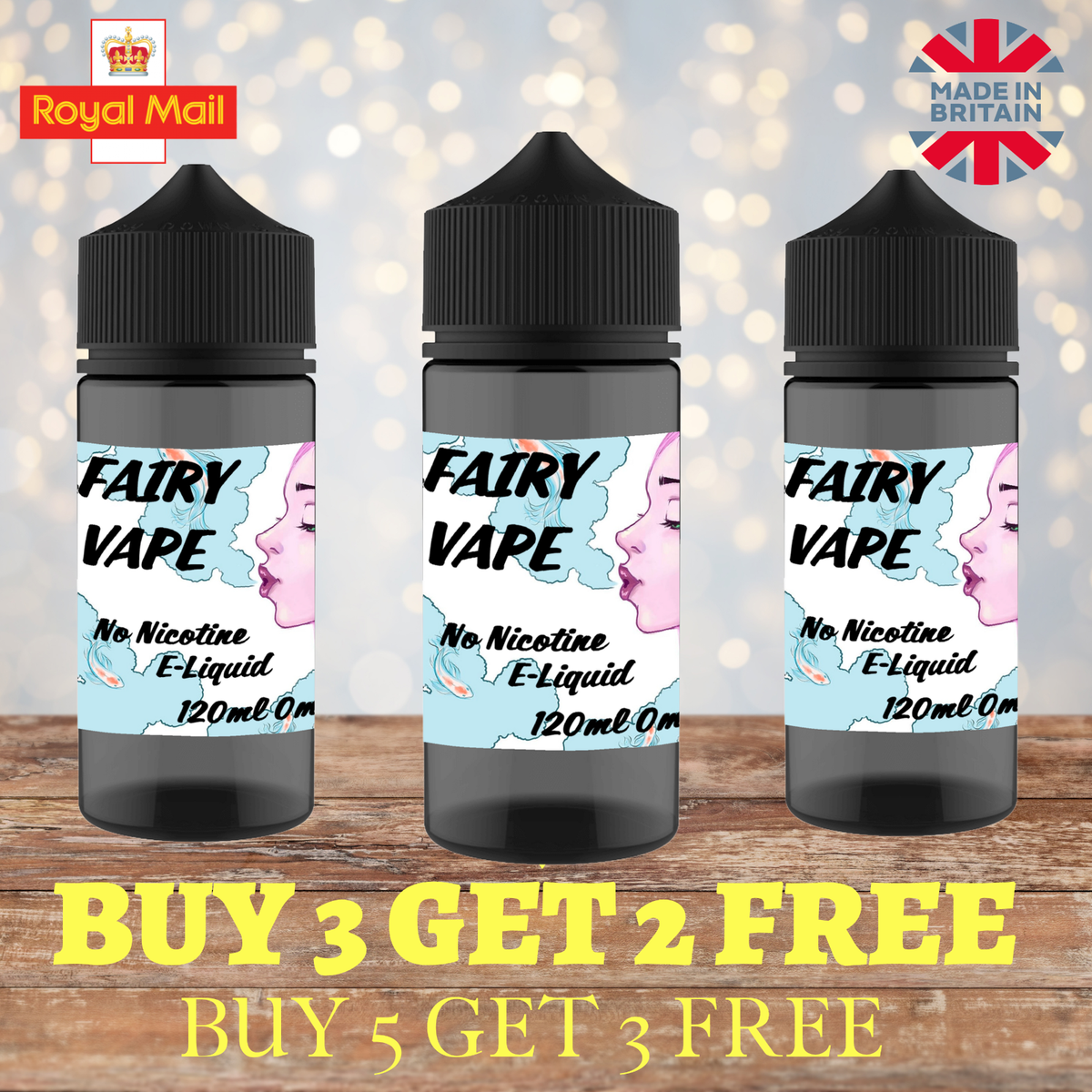 E-Liquid Vape Juice FAIRY 100ml Premium VG 50/50 PG No Nicotine ShortFill