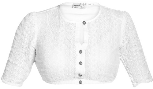 Marjo Dirndlbluse Bela-Anita creme oder weiß hochgeschlossen Spitze Zierknöpfe - Bild 9 von 10