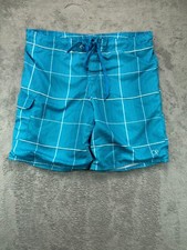 Ocean Pacific Swim Trunk Board Shorts Mens Large 38 Blue Check Mesh Land 1